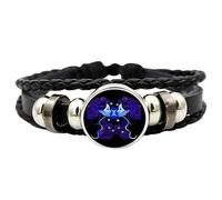 Gleym Bracelet de manifestation - Bracelet avec 12 constellations | Bracelet spirituel signe du zodiaque, bracelet en corde avec signe du zodiaque, bracelet en cuir portable pour homme, glow, Voir