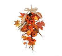 GLFLOW Couronne de citrouille artificielle pour porte d'automne de ferme, couronne de citrouille de Thanksgiving, récolte d'automne, décoration murale à suspendre sur une fenêtre