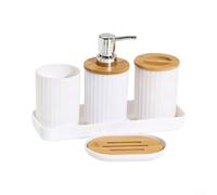 GLFLOW Ensemble d'accessoires de salle de bain pour voyage, kit compact en | Kit de rangement compact de 5 pièces pour salle de bain avec plateau et tasse de bain de bouche, solution de rangement peu