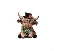 GLFLOW Figurines de vache en résine rustique, statue de table pour intérieur et extérieur, décoration de jardin de Noël, multicolore, 17,5 cm (002-B)