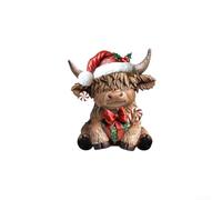 GLFLOW Figurines de vache en résine rustique - Statue de table pour intérieur ou extérieur - Décoration de jardin de Noël - Multicolore - 17,5 cm (002-A)