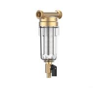GLFLOW Filtre à sédiments Spin-On réutilisable avec filet en acier inoxydable, tête en laiton pour traitement de l'eau domestique, 1/2" à 3/4" (1/2 M+1/2 M)