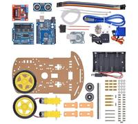GLFLOW Kit d'évitement d'obstacles, kit de voiture robot, kit intelligent de châssis de voiture robot pour Arduino, kit de projet d'apprentissage STEM