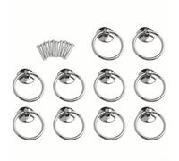GLFLOW Lot de 10 poignées de traction en forme d'anneau antique, en métal, pour armoire de cuisine, tiroir, porte, quincaillerie en alliage de zinc avec vis, 54 x 44 mm, style rétro (chromé)