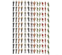 GLFLOW Lot de 130 mini figurines miniatures à l'échelle 1:48 Peintes mixtes en plastique 36 mm pour paysage ferroviaire, scène de rue, décoration de modèle pour amateurs de modèles