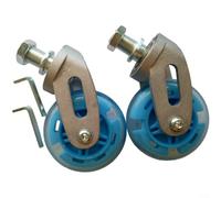 GLFLOW Lot de 2 roues de planche ondulée de 80 mm avec support en alliage d'aluminium, roulettes Flash PU pour planche à roulettes, conduite fluide et silencieuse (bleu)