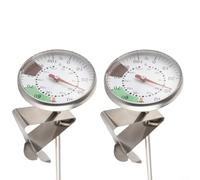 GLFLOW Lot de 2 thermomètres à mousse de lait pour café, chocolat, cappuccino en acier inoxydable avec clip de positionnement -1,1 à 99,9 °C
