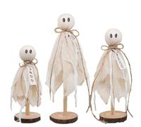 GLFLOW Lot de 3 décorations d'Halloween avec étiquettes rustiques du 31 octobre - Revêtement en tissu - Décoration d'intérieur effrayante - 3 tailles : 28 - 29 - 17,8 cm