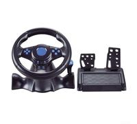 GLFLOW Manette de roue de course avec pédales pour commutateur pour Xbox, PS4, PS3, PS2, PC, interface USB, vibration, matériau ABS noir (7 en 1)