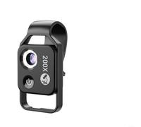 GLFLOW Objectif microscope portable 200X HD avec CPL pour smartphones, rechargeable via USB-C, ultra léger pour l'extérieur (noir)
