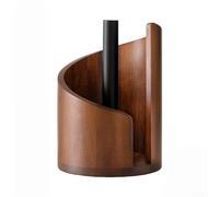 GLFLOW Porte-serviettes en papier de comptoir, support de papier essuie-tout en bois avec base ronde et tige en métal robuste pour rouleaux de cuisine et de salle de bain (modèle E en marron)
