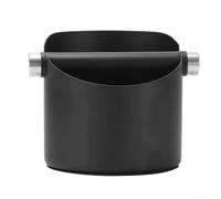 GLFLOW Seau en acier inoxydable pour marc de café avec parois épaisses, intérieur enduit résistant à la saleté et base antidérapante pour un usage domestique (noir)