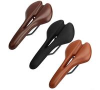 GLFLOW Selle de vélo respirante creuse en cuir PU souple et confortable pour vélo de montagne et route pliable (3 pièces)