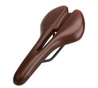 GLFLOW Selle de vélo respirante creuse en cuir synthétique souple et confortable pour VTT et route pliable (marron foncé)