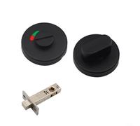 GLFLOW Serrure de porte de séparation pour toilettes avec indicateur d'occupation et corps de serrure, 53 mm de diamètre, convient pour les centres commerciaux, les aéroports et les restaurants (noir)