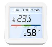 GLFLOW Thermomètre hygromètre WiFi avec capteur de température et d'humidité avec rétroéclairage, compatible avec Tuya pour Zigbee Smart Home, blanc (WiFi)
