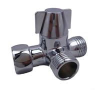 GLFLOW Vanne de dérivation de douche double sortie contrôle du débit d'eau 1 2 IPS entrée femelle et 1 2 sorties mâle NPT cuivre chromé 8 x 5 x 4 cm pour salle de bain