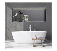 GLFNB Niche Murale de Douche en Acier Inoxydable avec éclairage LED, Pas Besoin de carrelage, étagère de Douche encastrée, Niche Murale encastrée pour Salle de Bain (Gris, 60 x 32 x 12,5 cm)