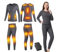 GLFNB sous-vêtements Chauffants Électriques pour Femmes, Couche De Base Thermique À 16 Zones De Chauffage, Batterie Externe De 10000 MAh pour Le Ski en Plein Air, La Moto