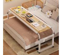 GLHKFBD Table De Lit Pivotante à Hauteur Réglable avec roulettes pour Un Usage Domestique,Table Plateau Ordinateur Portable Bureauà pour Bureau, Lit, Canapé, Hôpital, Lecture (Ton Bois)