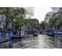 GLHUIOZ 1000 Pièces DIY Divertissement Cadeau Amusement Puzzles Classiques pour Adultes et Enfants à partir de 12 Ans Pays-Bas Amsterdam Ponts Marinas 75x50cm