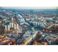 GLHUIOZ 500 Pièces, Panorama, Qualité Premium, pour Adultes et Enfants à partir de 12 Ans Puzzle, Allemagne Berlin Rivers Grande Roue 52x38cm