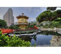 GLHUIOZ 500 Pièces, Panorama, Qualité Premium, pour Adultes et Enfants à partir de 12 Ans Puzzle, Chine Hong Kong Parcs Pagodes 52x38cm