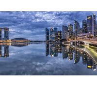GLHUIOZ 500 Pièces, Panorama, Qualité Premium, pour Adultes et Enfants à partir de 12 Ans Puzzle, Ponts de Singapour 52x38cm