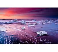 GLHUIOZ 500 Pièces,Panorama,Qualité Premium,pour Adultes et Enfants à partir de 12 Ans,Vagues,Plage,Islande,Lagune glaciaire de Jökulsárlón,52x38cm