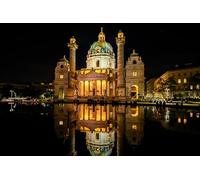 GLHUIOZ Puzzle 1000 Pièces pour Adultes, Jigsaw Puzzle, Design Unique Jouet éducatif pour Adolescents et Enfants idée Cadeau Autriche Vienne Temples Karlskirche 75x50cm