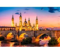 GLHUIOZ Puzzle 1500 Pièces Adultes, Grand Puzzle en Bois pour Adultes, Personnes âgées, Enfants. Espagne Rivières Ponts Saragosse 87x57cm