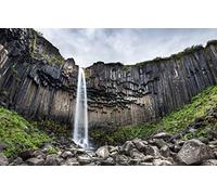 GLHUIOZ Puzzle 500 Pièces Adultes Classique Islande,corniche,colonnes de Basalte Noir,Cascade de Svartifoss,52x38cm