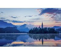 GLHUIOZ Puzzle 500 Pièces en Bois DIY Jeu D'Intelligence De l'art De La Décoration Moderne Jeu Cadeau Unique Église,Slovénie,Lac de Bled,52x38cm