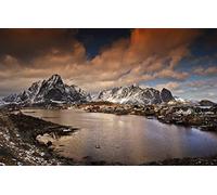 GLHUIOZ Puzzle 500 Pièces en Bois DIY Jeu D'Intelligence De l'art De La Décoration Moderne Jeu Cadeau Unique,Norvège,Baie,Village,52x38cm