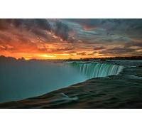 GLHUIOZ Puzzle 500 Pièces en Bois DIY Jeu D'Intelligence De l'art De La Décoration Moderne Jeu Cadeau Unique Lever du Soleil,Canada,Ontario,rivière Niagara,52x38cm