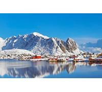 GLHUIOZ Puzzle 500 pièces pour Adulte,Norvège,Village,52x38cm