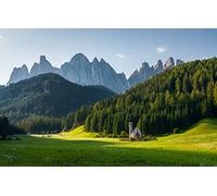 GLHUIOZ Puzzle Adulte 500 Pièces Abstrait Classique Kit Bricolage Jouet en Bois Cadeau Unique Décor À La Maison Lever du Soleil,église Saint-Jean,52x38cm