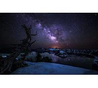 GLHUIOZ Puzzle Adulte 500 Pièces Abstrait Classique Kit Bricolage Jouet en Bois Cadeau Unique Décor À La Maison Oregon,États-Unis,Voie lactée,Parc National de Crater Lake 52x38cm