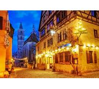 GLHUIOZ Puzzle Adulte 500 Pièces Paysages Artisanat Cadeau Famille Puzzle Classique 3D Puzzle Jouet en Bois Cadeau Unique Décoration Intérieure Noël Allemagne Rothenburg 52x38cm