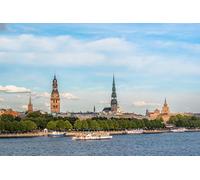 GLHUIOZ Puzzle Adulte 500 Pièces Puzzle Classique Kit De Bricolage Jouet en Bois Cadeau Unique Décor À La Maison Rivières de Lettonie Front de mer de Riga 52x38cm