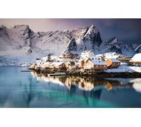 GLHUIOZ Puzzle de 1500 pièces pour Adultes Impossible,Jeu d'adresse pour Toute la Famille pour à partir de 14 Ans,Norvège,Village,Îles Lofoten,87x57cm