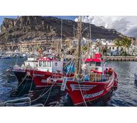 GLHUIOZ Puzzle Paysage 1000 Pièces - Convient pour Les Adultes - Aide à la Relaxation - Emboîtement Aisé des Pièces - Idéal pour Un Cadeau Espagne Marinas Bateau à Moteur Puerto Mogan 75x50cm