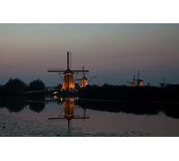 GLHUIOZ Puzzle Paysage 500 Pièces - Convient pour Les Adultes - Aide à la Relaxation - Emboîtement Aisé des Pièces - Idéal pour Un Cadeau,Moulins,Pays-Bas,Moulins à Vent,Kinderdijk,52x38cm