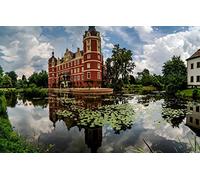 GLHUIOZ Puzzle Paysage 500 Pièces - Convient pour Les Adultes - Aide à la Relaxation - Emboîtement Aisé des Pièces - Idéal pour Un Cadeau Château,Allemagne,lentilles d'eau,Schloss Muskau,52x38cm