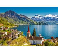 GLHUIOZ Puzzle Paysage | Puzzle 1500 Pieces | Puzzle Adulte | Puzzles Classiques | Bateau fluvial Suisse 87x57cm