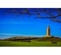 GLHUIOZ Puzzles de 500 pièces pour Adultes et Enfants à partir de 12 Ans,Espagne,Phare Romain,Tour d'Hercule,52x38cm