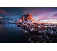 GLHUIOZ Puzzles en Bois - 500 pièces,Cadeau Femme,Homme,Bois Adulte,Norvège,Village,Îles Lofoten,Mer de Norvège,52x38cm