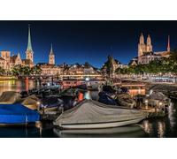 GLHUIOZ Puzzles en Bois - 500 pièces, Cadeau Femme, Homme, Puzzle Bois Adulte Suisse Zurich Ponts Front de mer 52x38cm