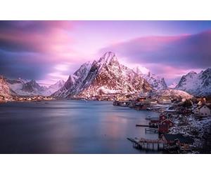 GLHUIOZ Puzzles pour Adultes 1000 pièces Montagne,Norvège,Village,75x50cm