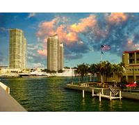 GLHUIOZ Puzzles pour Adultes 1000 PièCes Puzzles Puzzle Hands on Game Famille DéCoration Marinas américaines à Miami 75x50cm